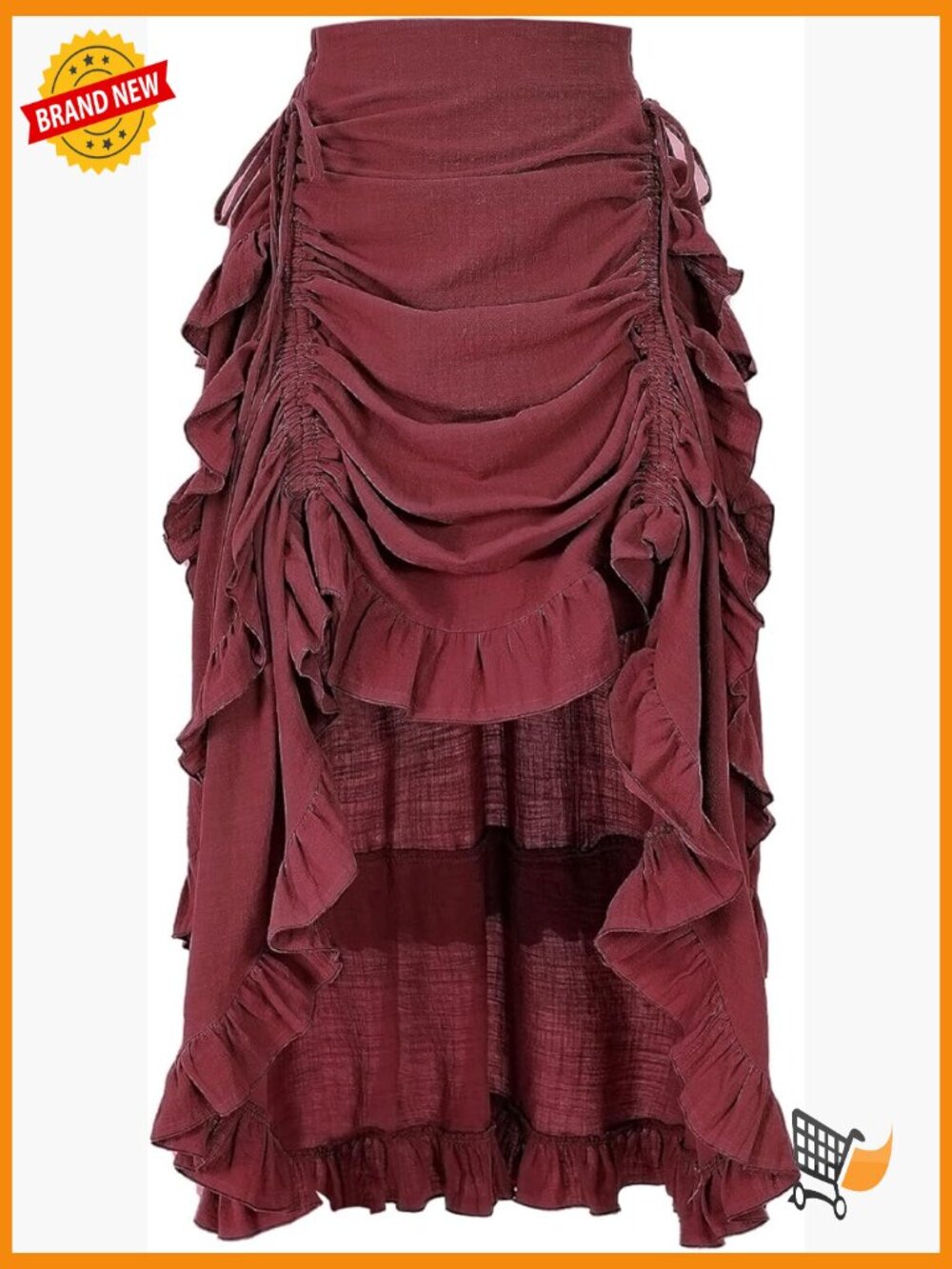 Victorian Steampunk Asymmetrical High Low Skirt Pirate Skirt